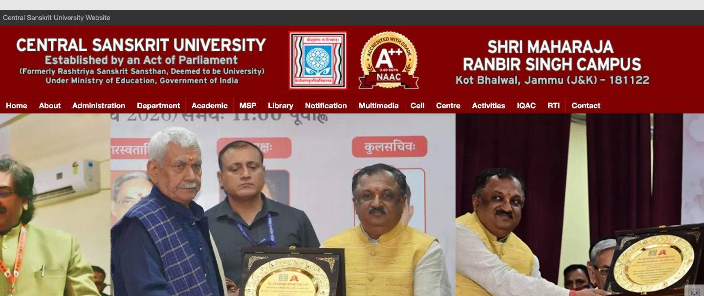 Central Sanskrit University, Shri Maharaja Ranbir Singh Campus, Jammu